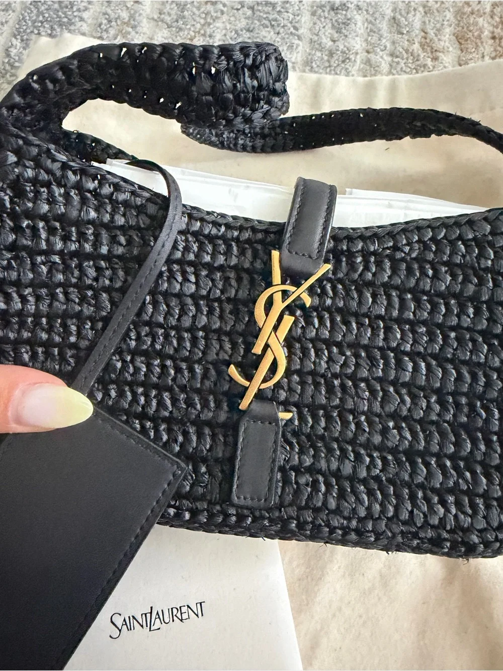 Saint Laurent YSL Le 5 A 7 Mini Raffia Shoulder Bag! - Picture 6 of 8